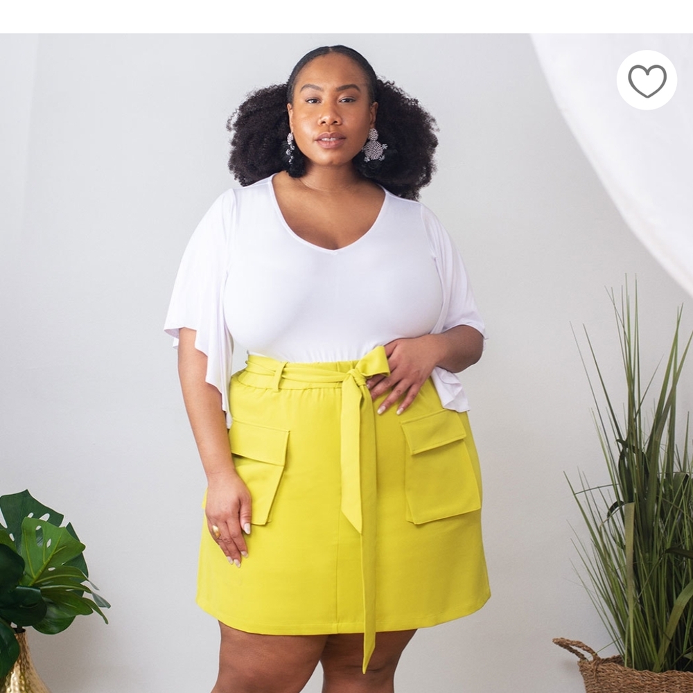 Eloquii Bright Lime A-Line Skirt with Tie Waist